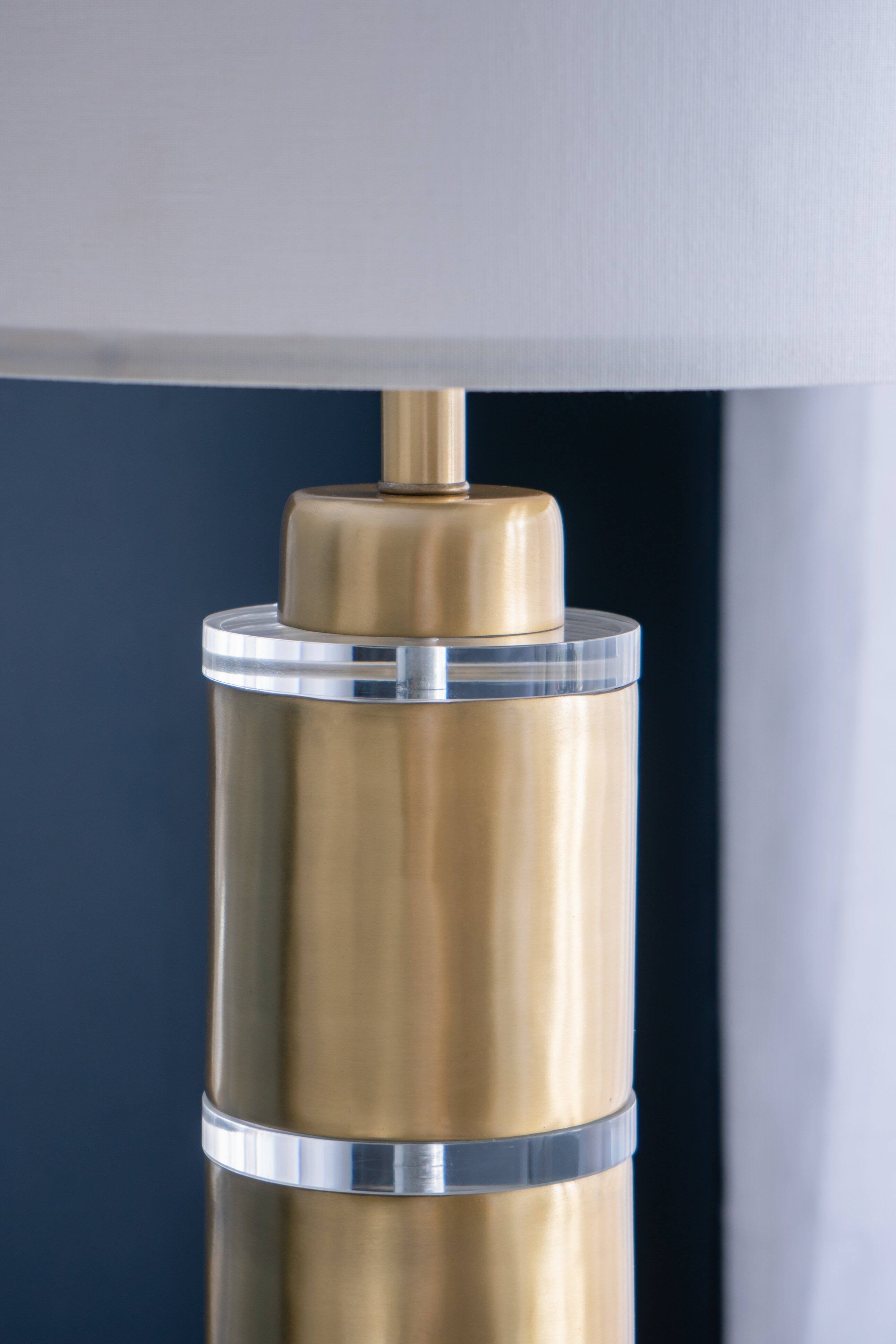 Alt View 6. Dexmalle - Dexmalle-Cylinder Table Lamp with Drum Shade-Gold and White.