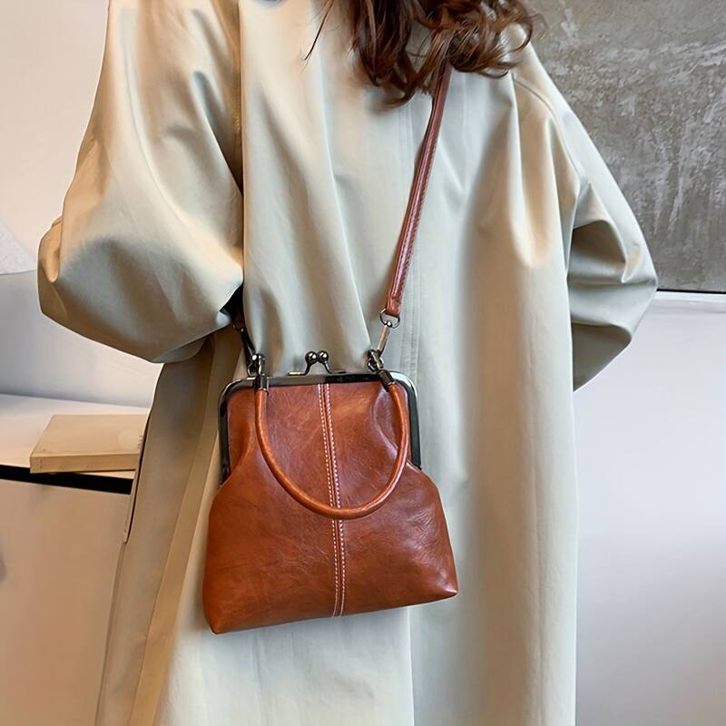 バッグ vintage purse Brown Leather Vintage Embroidered Tote Bag Zip Crossbody