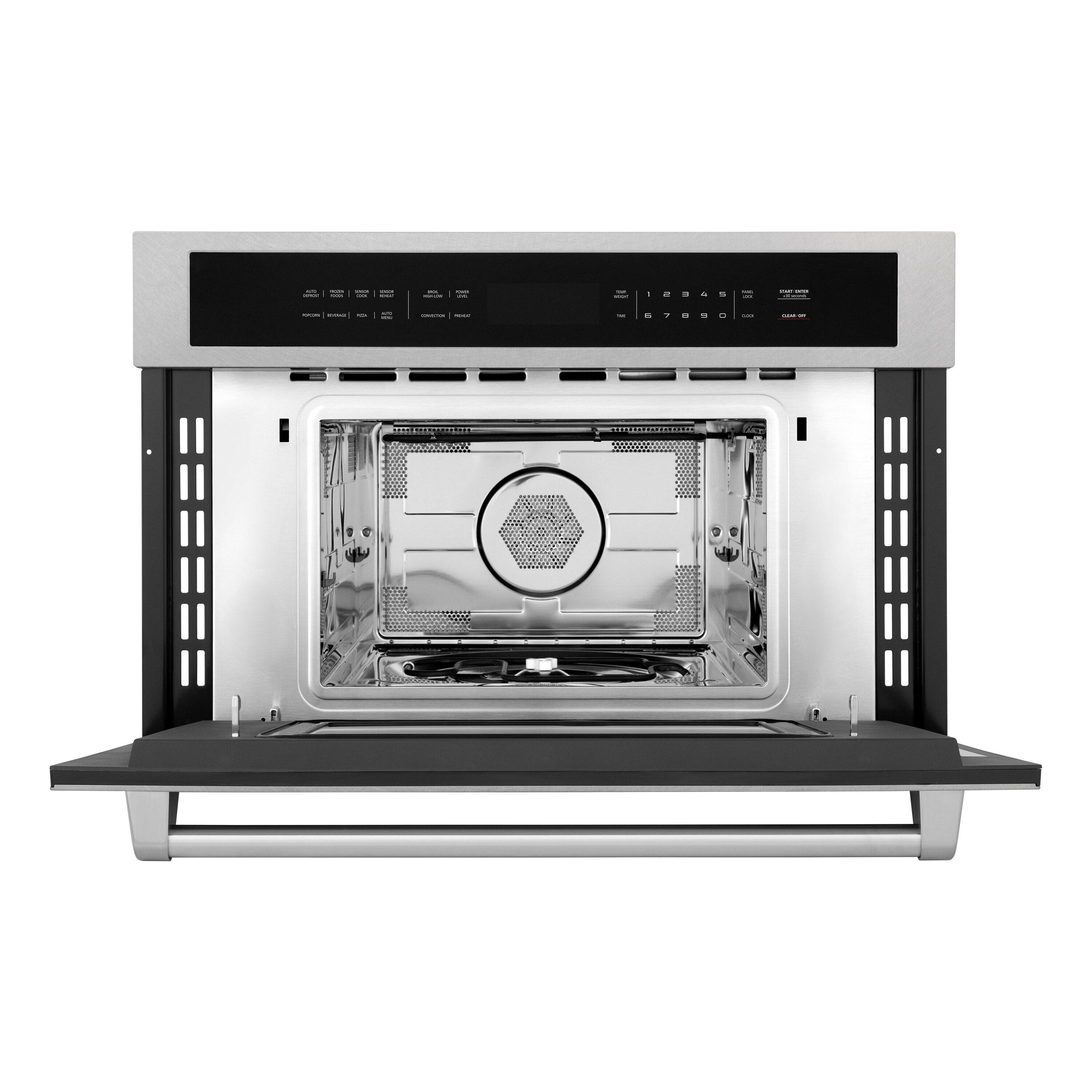Angle. ZLINE - 30 in. 1.6 cu. ft. Built-in Convection Microwave Oven in Satin Stainless Steel with Speed and Sensor Cooking (MWO-30-SS) - Satin Stainless Steel.