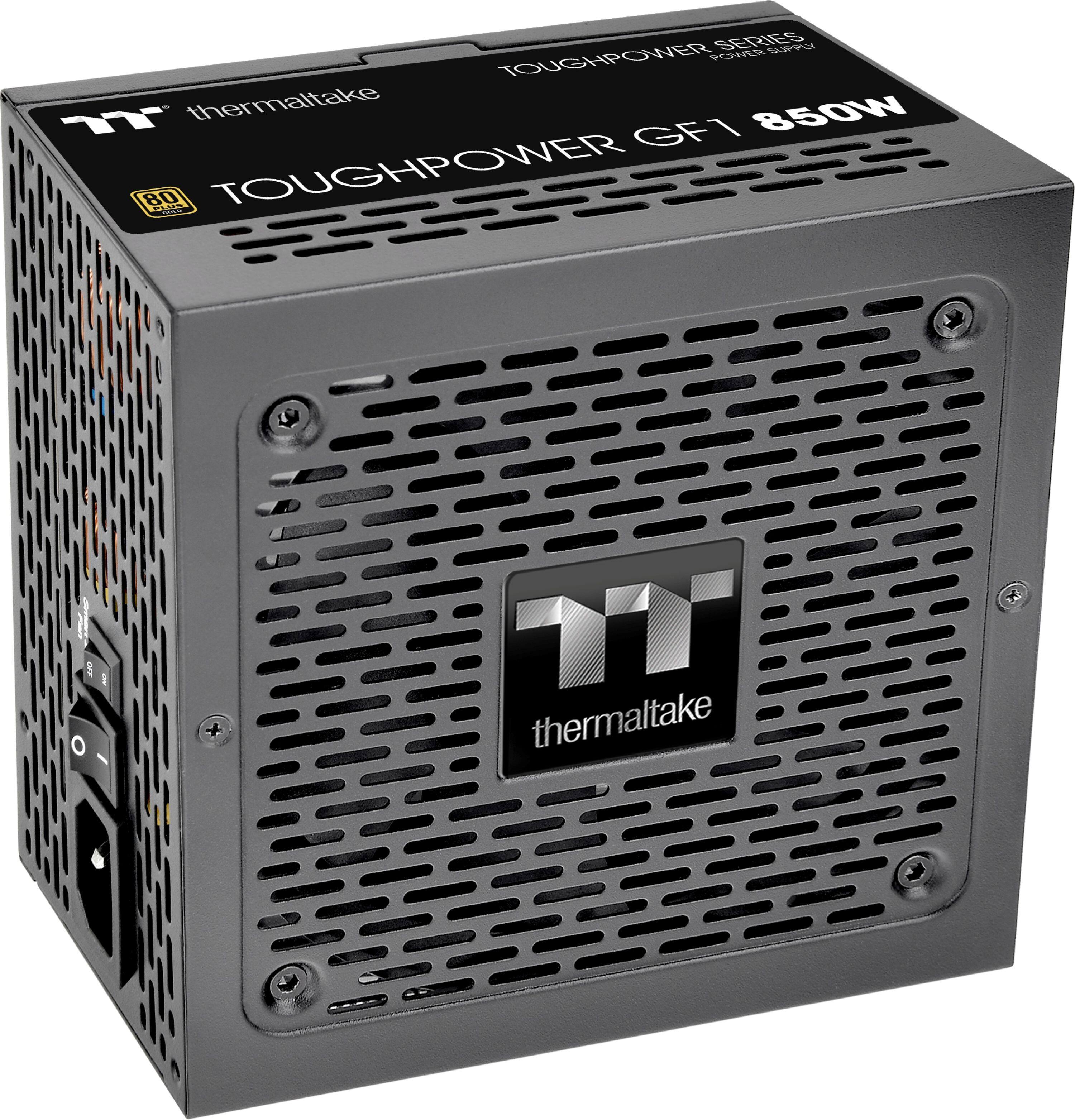 The text on the image reads: "Thermaltake TOUGHPOWER GF1 850W 80+ FN TOUGHPOWER SERIES SC."