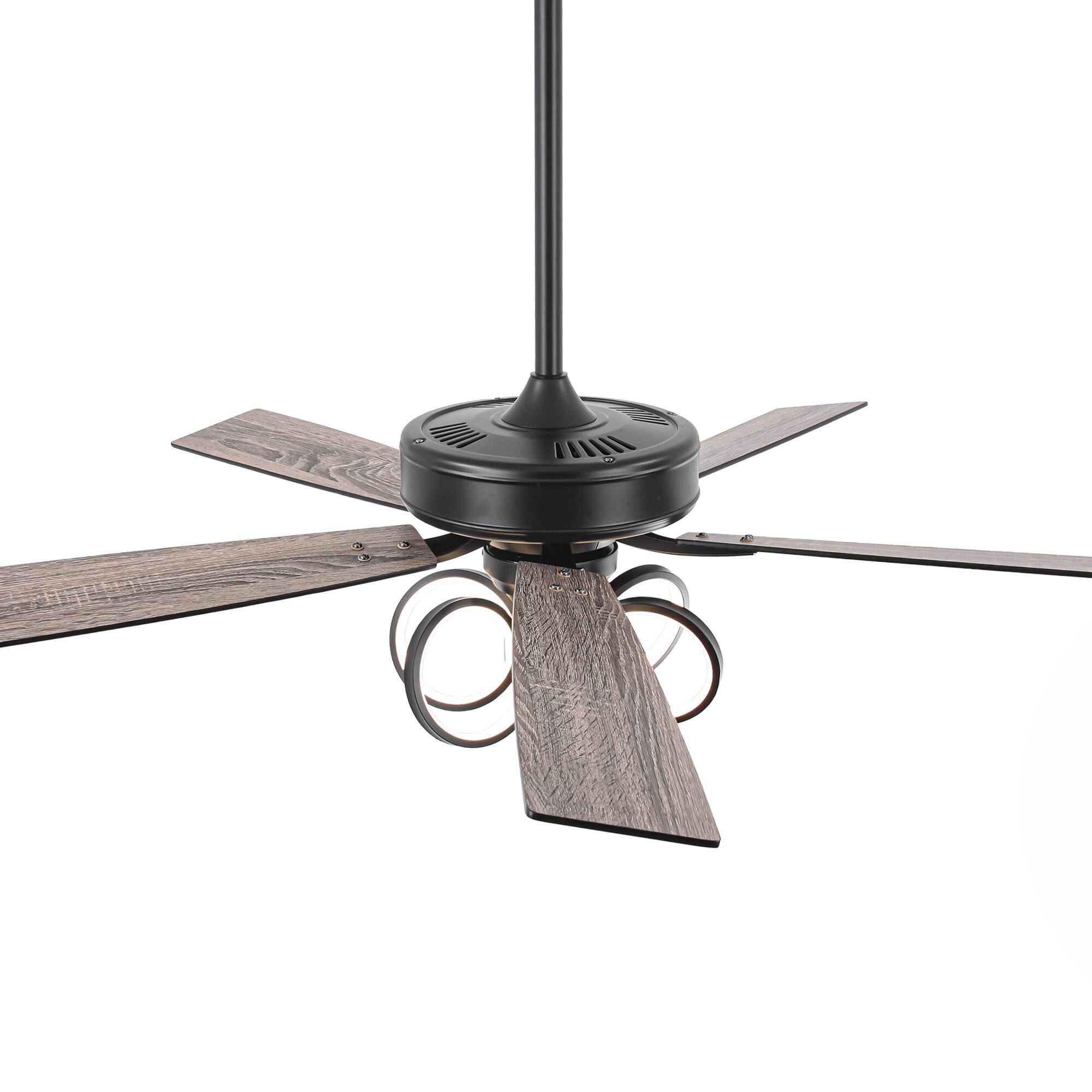Alt View 8. Parrot Uncle - 52-inch Modern Black Indoor LED Ceiling Fan with Remote Control - Black.