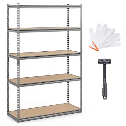 Front. Gymax - Gymax 5-Tier Garage Shelving Unit 2200 LBS Heavy Duty Metal Storage Shelves for Pantry Gray - Gray.