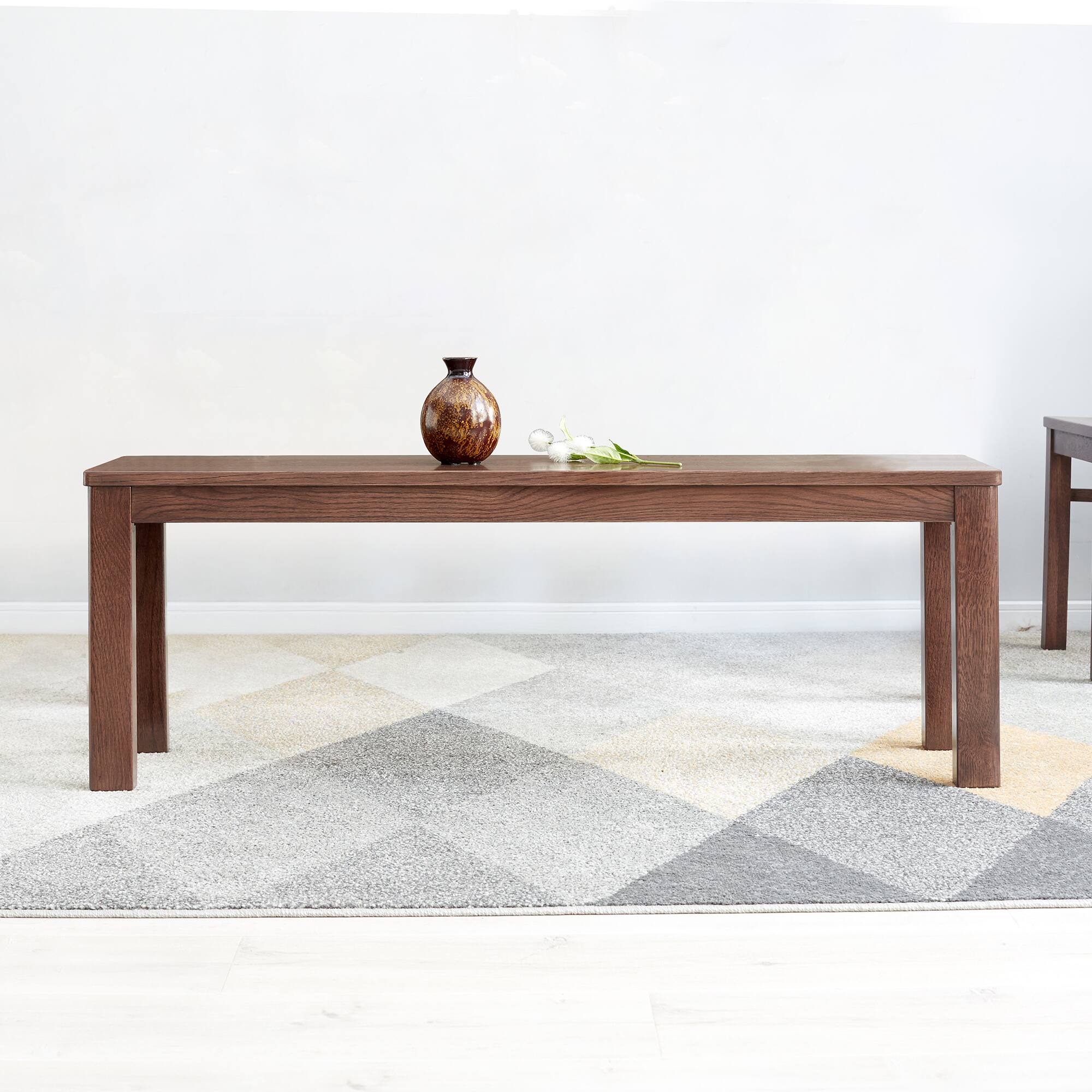Left. Bestier - 47inch Walnut Color Solid Wood Classic Dining Bench for Living Room - Walnut.