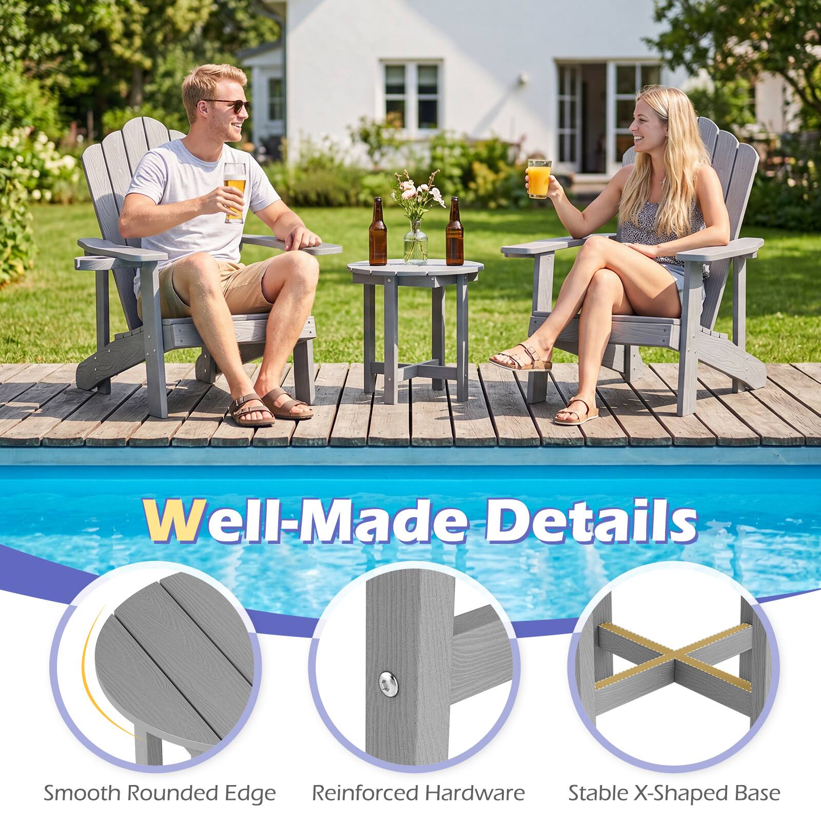 Well-Made Details  
Smooth Rounded Edge  
Reinforced Hardware  
Stable X-Shaped Base