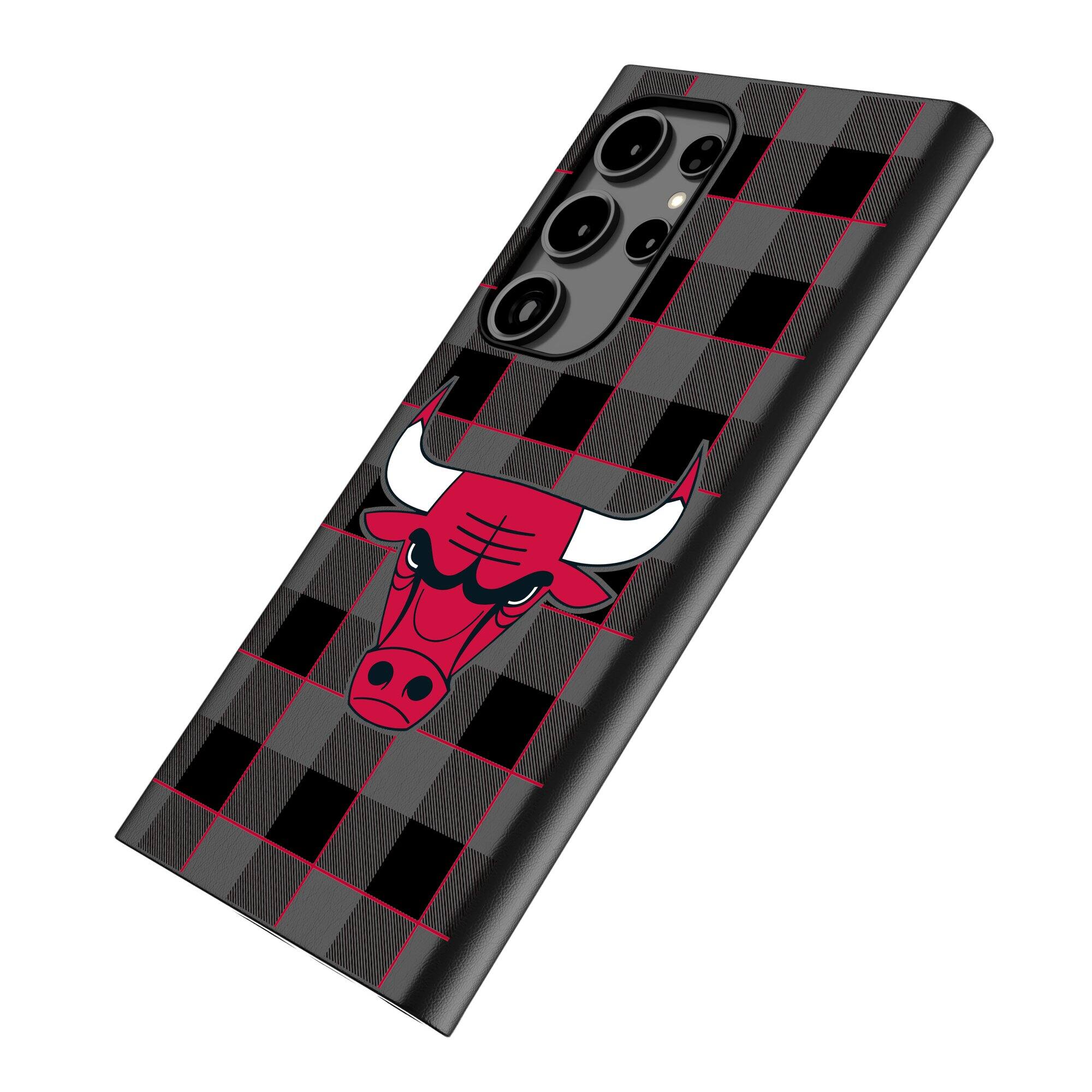 Alt View 1. Keyscaper - Chicago Bulls Plaid Galaxy Magnetic Bump Case - S24 Ultra - Black.