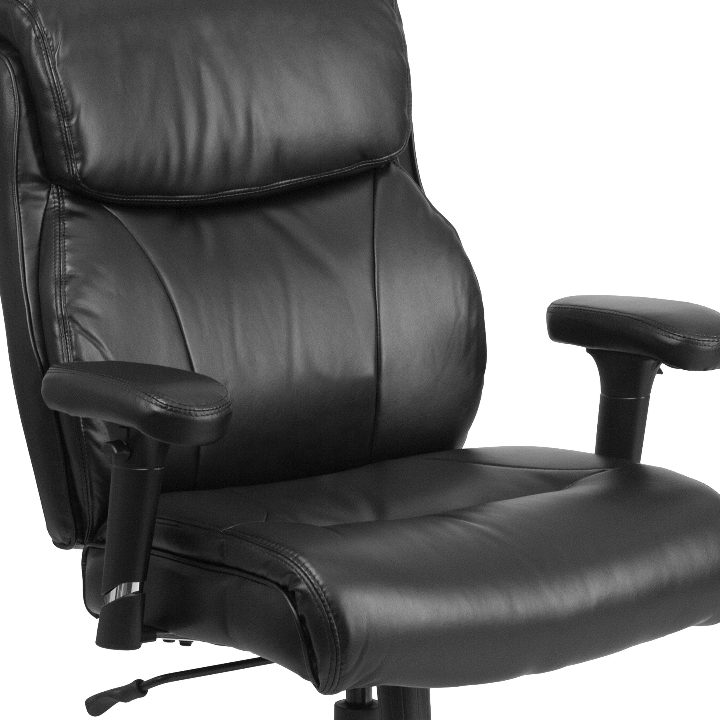 Alt View 8. Emma + Oliver - 400 lb. Big & Tall Mid-Back Swivel Clean Line Stitch Ergonomic Task Office Chair - Black LeatherSoft.