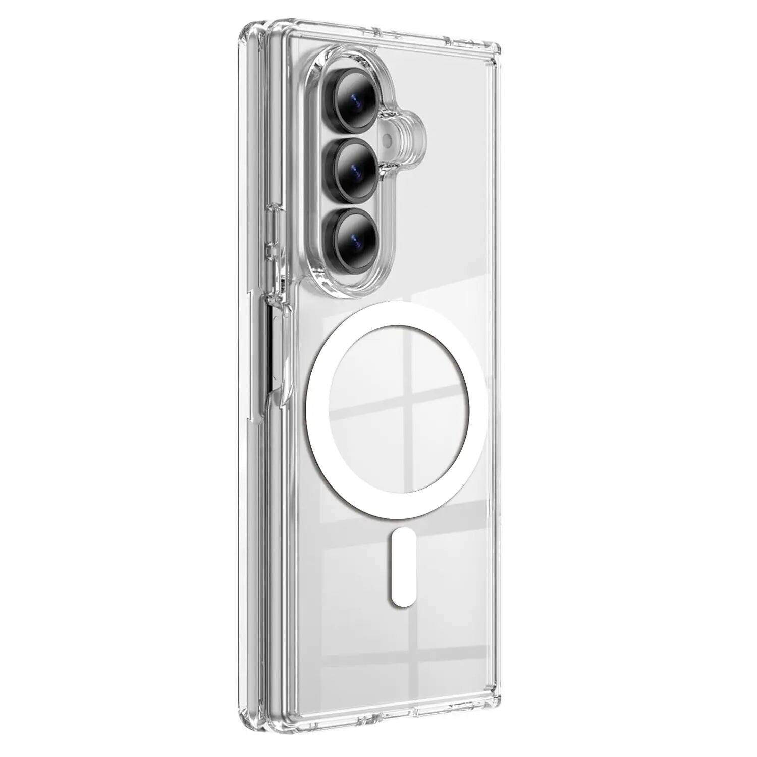 Front. Entronix - Entronix [Magnetic] Case Compatible with Galaxy Z Fold 8 Ultra - [Hard Back] Clear Cover - Clear.