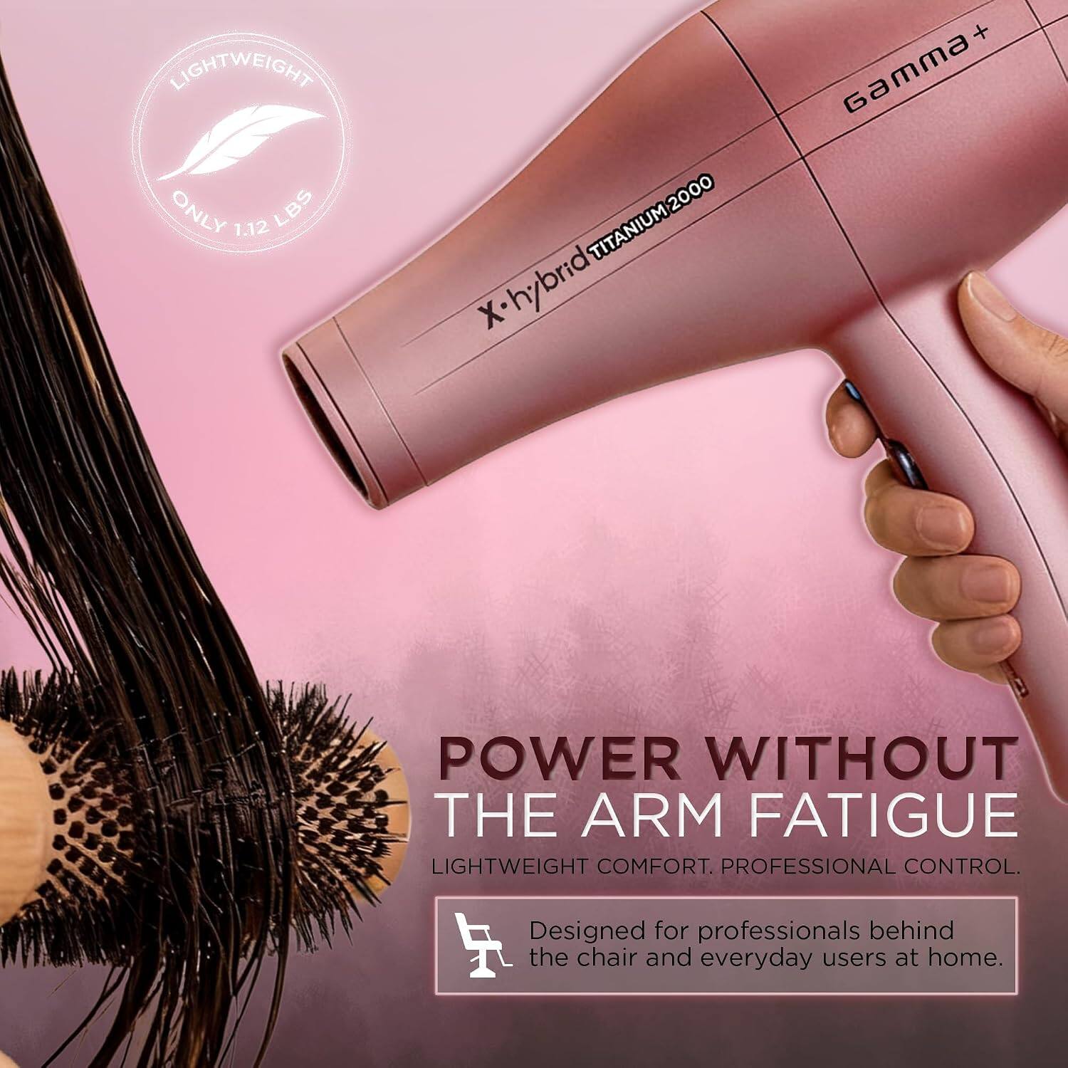 LIGHTWEIGHT ONLY 1.12 LBS

2000 TITANIUM X-hybrid

Gamma+

POWER WITHOUT THE ARM FATIGUE LIGHTWEIGHT COMFORT. PROFESSIONAL CONTROL.

Designed for professionals behind the chair and everyday users at home.