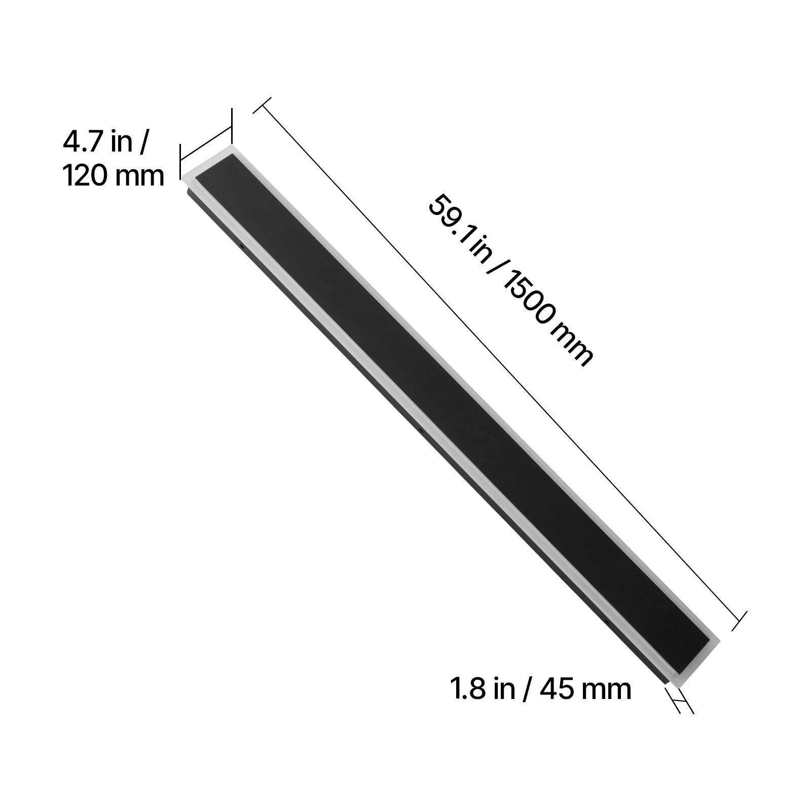 4.7 in / 120 mm  
59.1 in / 1500 mm  
1.8 in / 45 mm