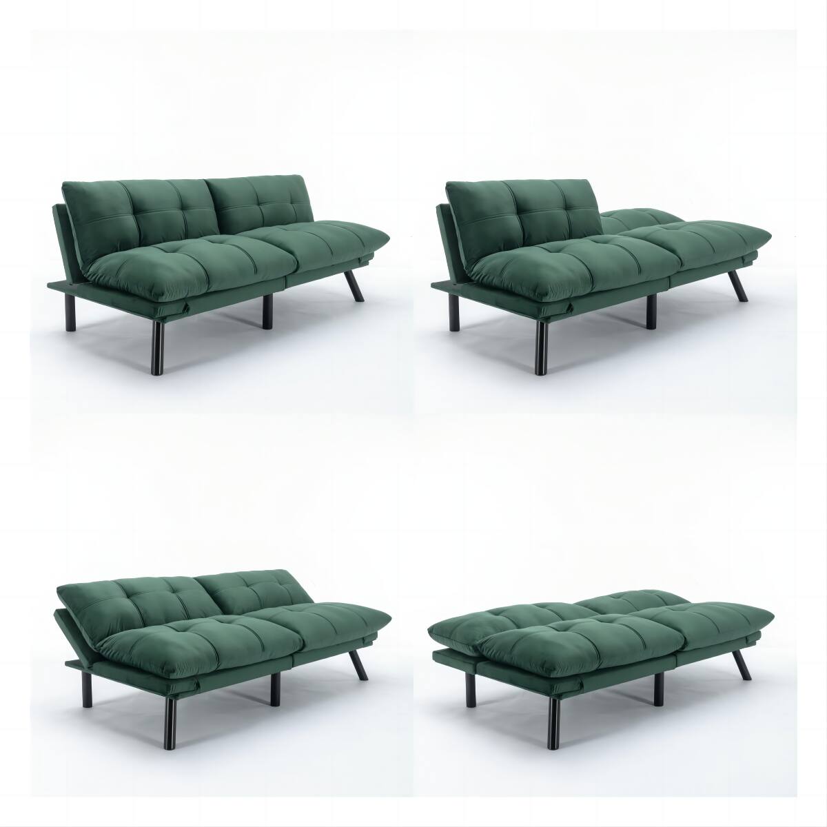 Left. Tiramisubest - Convertible Foldable Modern Sofa Bed,Futon Lazy Sofa Bed,Comfy Small Couch for Living Room and Bedroom,Emerald - Emerald.