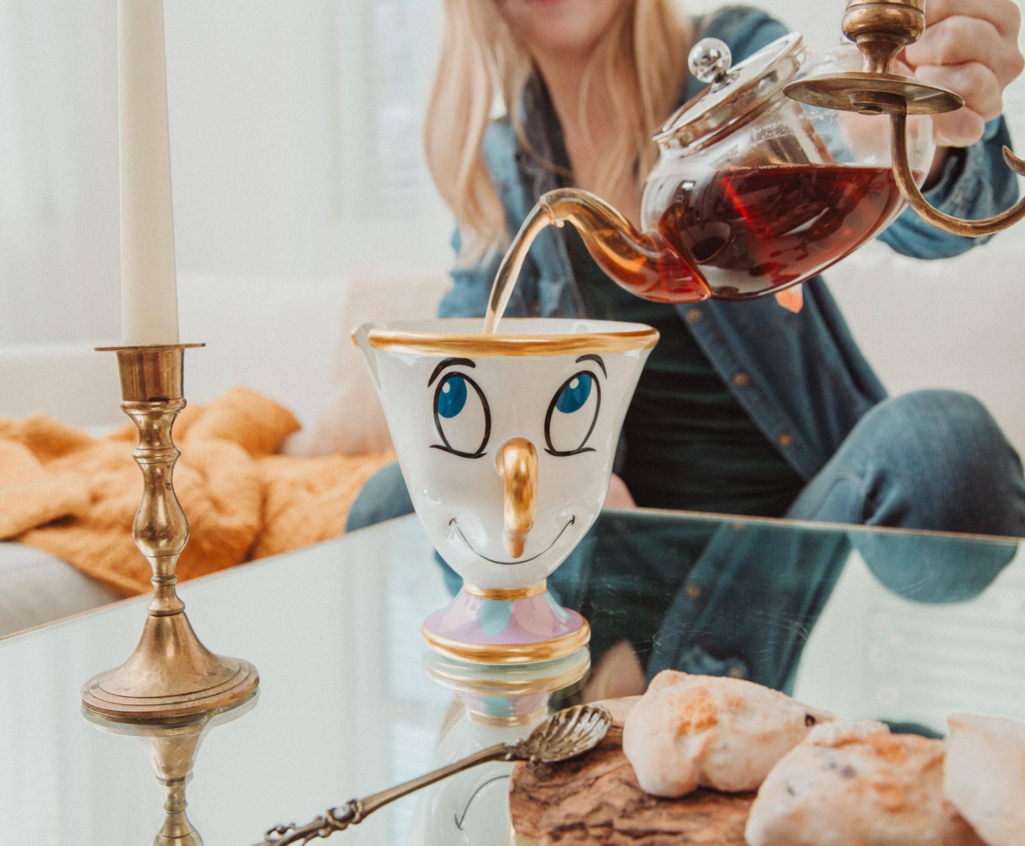 Alt View 4. Disney - Disney Beauty And The Beast Chip Sculpted Ceramic Figural Mug | Holds 20 Ounces - White.