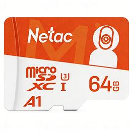Netac - P500 64GB Endurance microSD Card for Security Cameras & Dash Cams, U3 V30 A1, 4K Recording, Up to 100MB/s Read