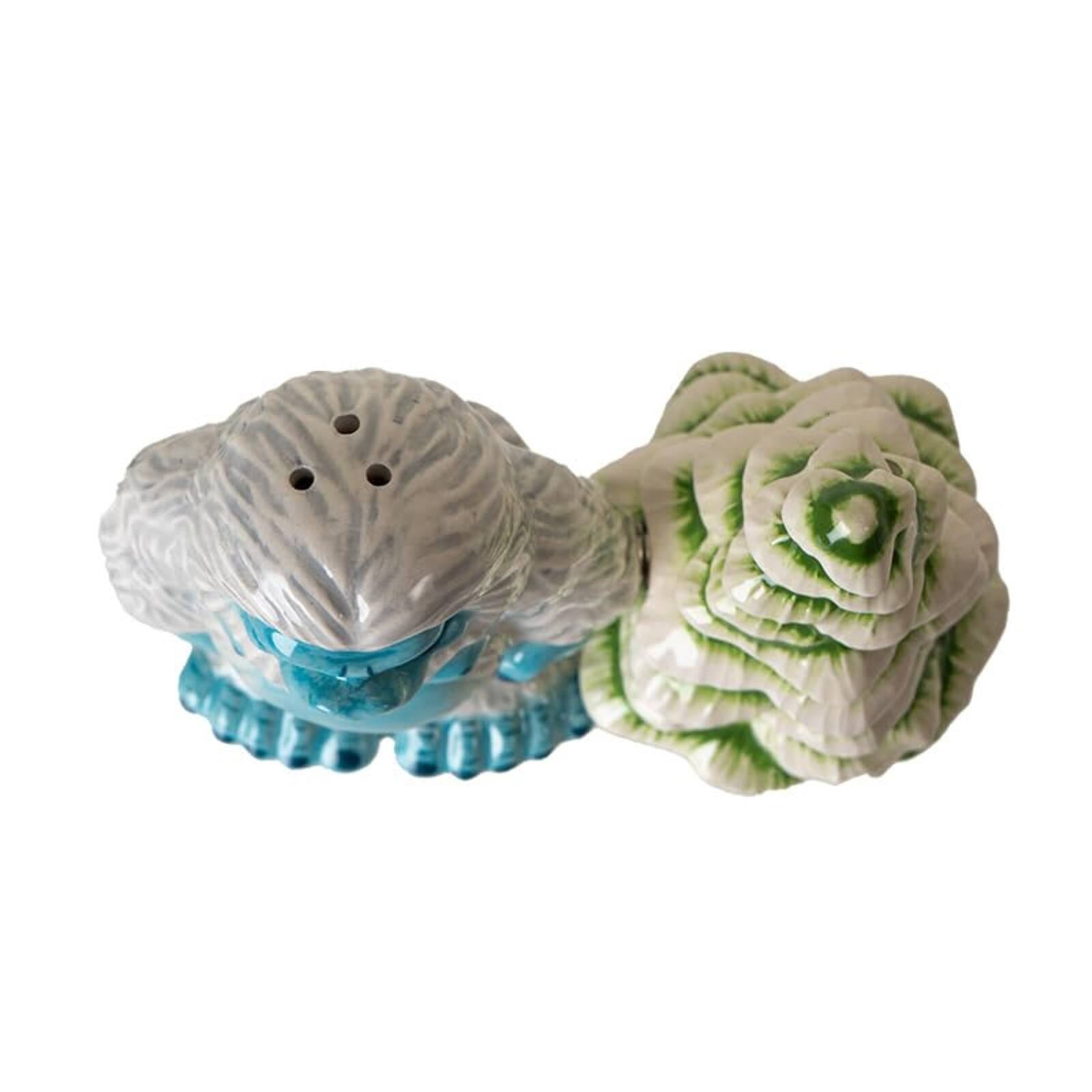 Left. Pacific Trading - Pacific Trading Yeti With White Pine Tree Ceramic Magnetic Salt and Pepper Shaker Set - Multicolor.