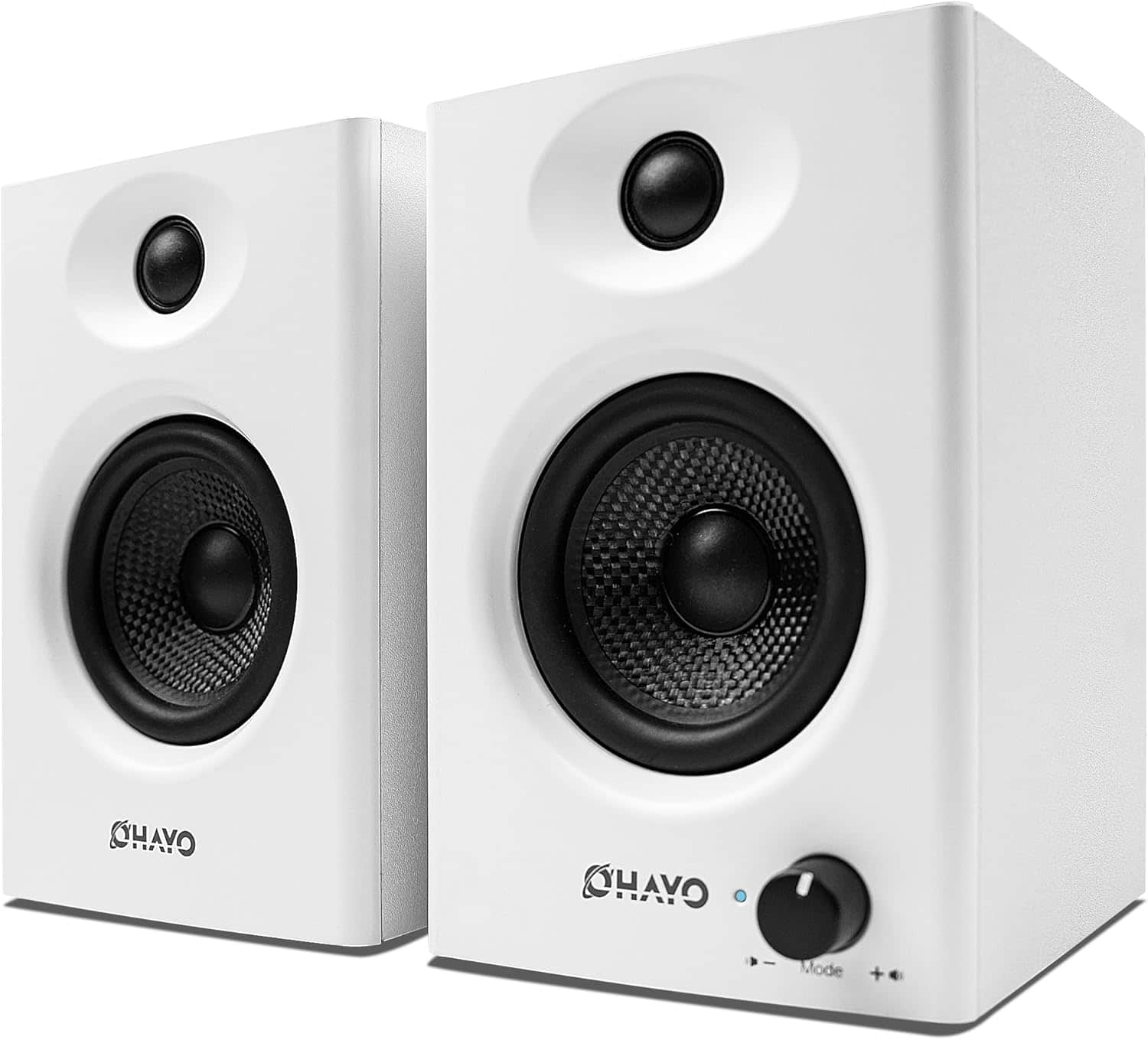 OHAYO - 60W Powerful Stereo Speakers, Bluetooth 5.3, 3.5mm Aux RCA Input , USB-Powered for Desktop, PC, Gaming, 1 Pair - White