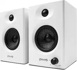 OHAYO - 60W Powerful Stereo Speakers, Bluetooth 5.3, 3.5mm Aux RCA Input , USB-Powered for Desktop, PC, Gaming, 1 Pair - White