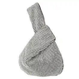 Unique Bargains - Sparkly Rhinestone Evening Bag for Women, Clutch Purse for 1920s Party Wedding Prom - Silver