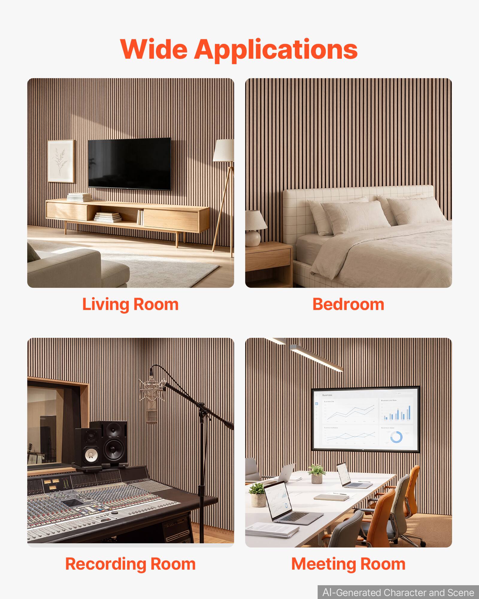 Wide Applications

- Living Room
- Bedroom
- Recording Room
- Meeting Room

AI-Generated Character and Scene