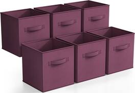 Sorbus - Foldable Storage Cubes - 6 Fabric Baskets for Organizing Pantry, Closet, Shelf, Nursery, Playroom, Toy Box, Cubby - Purple