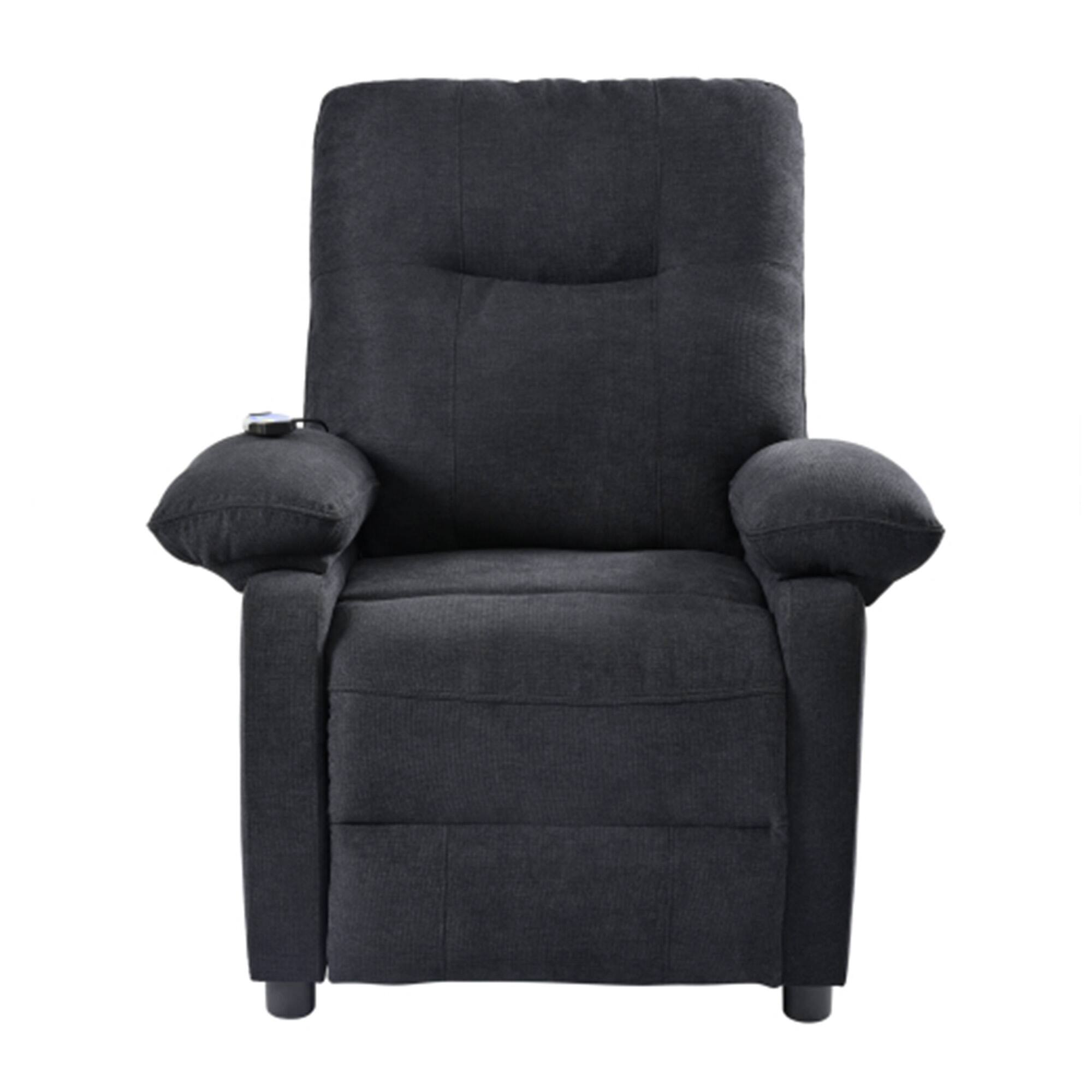 Alt View 6. APRILSOUL - Recliner Chair for Elderly Manual Push Back 8 Point Massage Heating Chenille Fabric Remote Side Pockets Black - Black.
