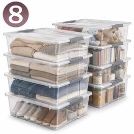 Sorbus - 40 Qtt 8 Pack Plastic Storage Bins with Lids for Under Bed Storage, Stackable Storage Containers, Large - Clear