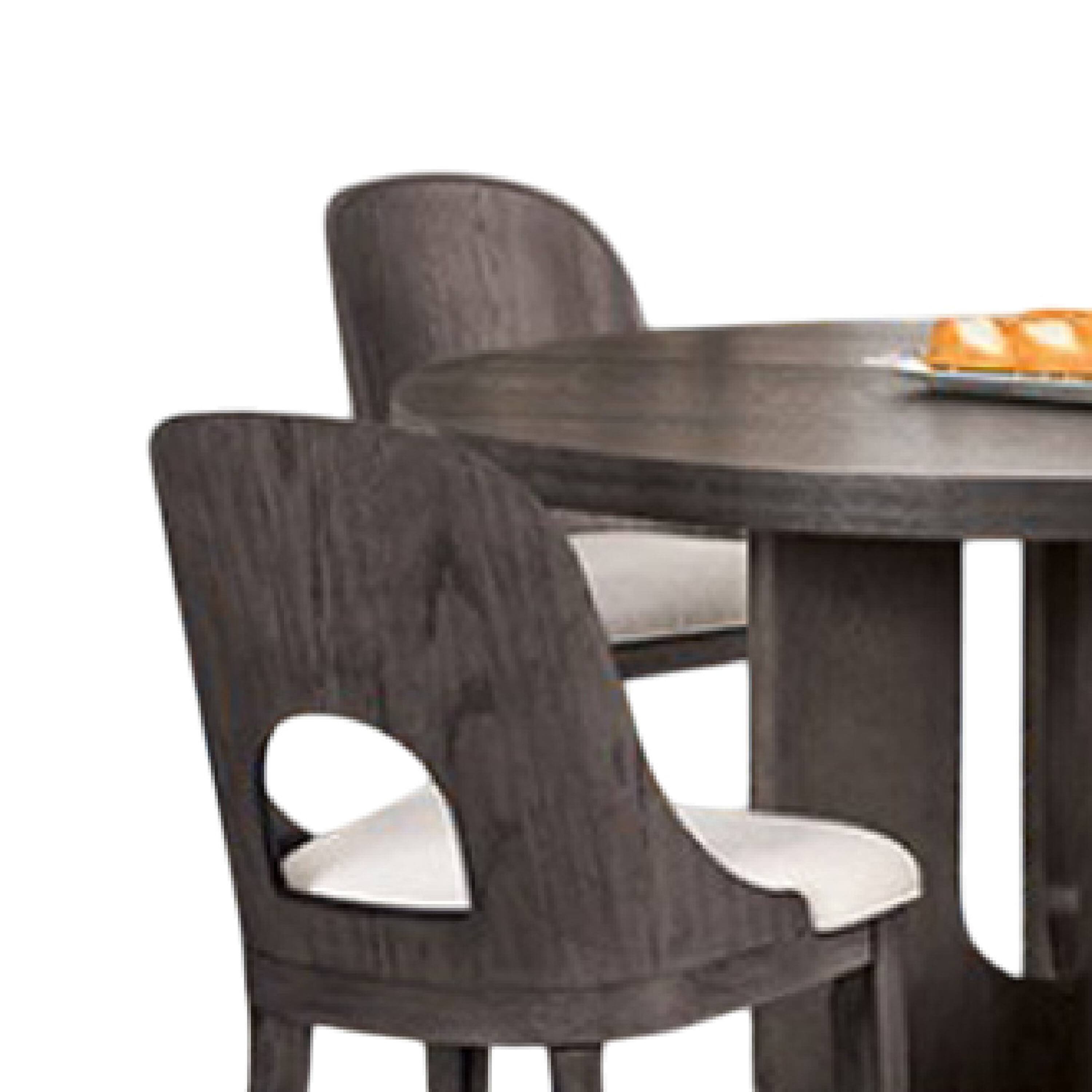 Alt View 2. Manhattan Lane - Zoko 5pc Round Dining Table Set, White Polyester Chairs, Ash Gray Wood - Ash Gray, White.