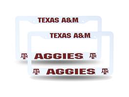 Rico Industries - Texas A&M Aggies Raised Letter White Plastic License Plate Frame Set - Multi
