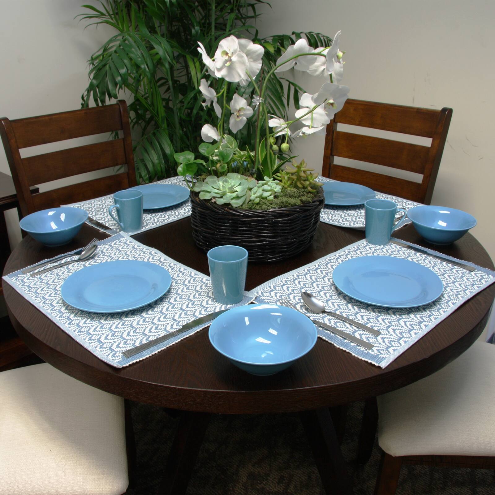 Alt View 2. Gibson - Gibson Home Carlton 12 Piece Dinnerware Set in Blue - Blue.