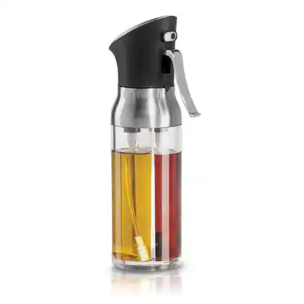 Front. Giantpower - 2 in 1 Olive Oil & Vinegar Sprayer Seasoning Bottle 200ml - Black.