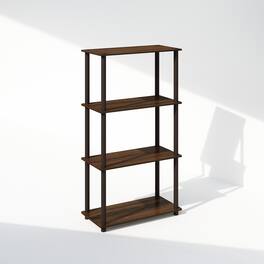 Furinno - Turn-N-Tube 4-Tier Multipurpose Shelf Display Rack, Shelving Unit, Bookcase - Walnut/Brown