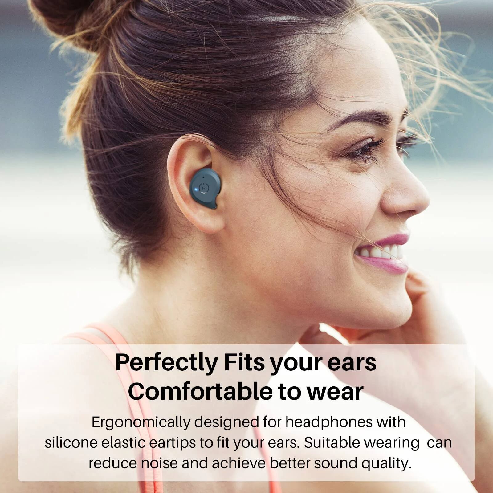 Perfectly Fits your ears  
Comfortable to wear  

Ergonomically designed for headphones with silicone elastic eartips to fit your ears. Suitable wearing can reduce noise and achieve better sound quality.