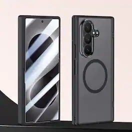 Dteck - Magnetic Case for Samsung Galaxy Z Fold 8 Ultra, Frosted Rugged Hinge Protection Cover with Built-in HD Screen Protector - Black