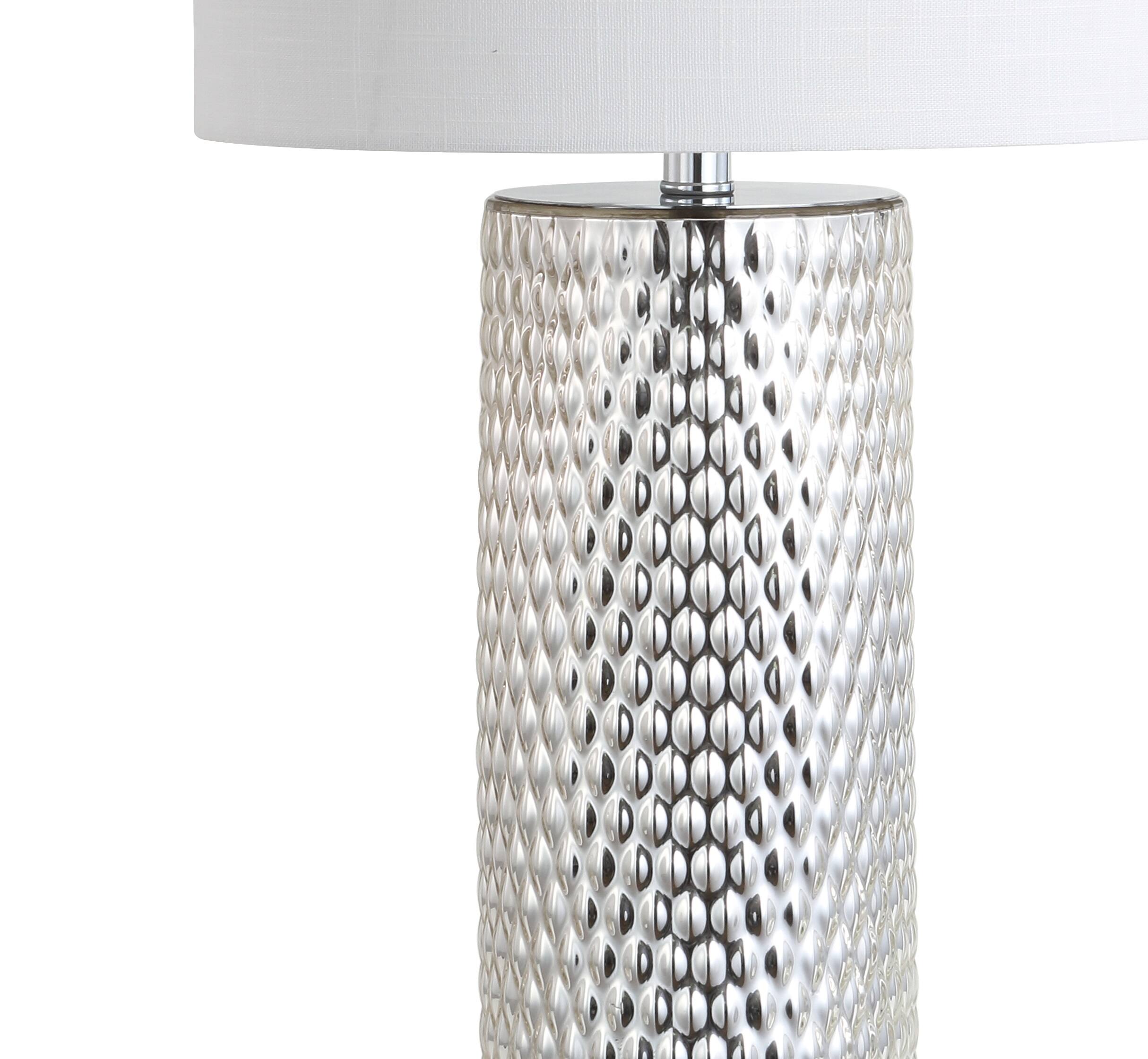 Alt View 6. Jonathan Y - Isabella 30" Glass LED Table Lamp, Silver - Silver.