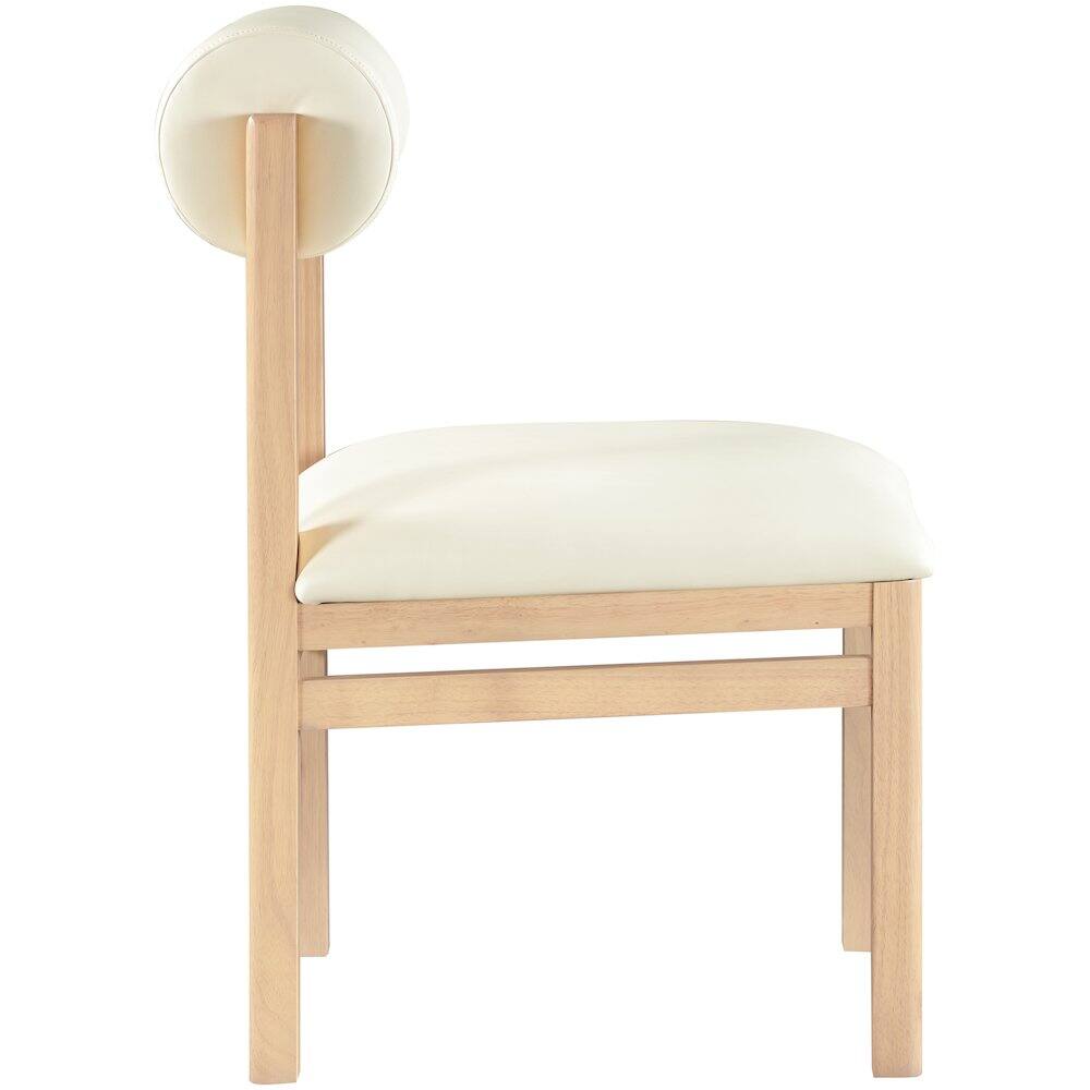 Alt View 3. Meridian Furniture - Roundhill Cream Vegan Leather Upholstered Dining Chair, Set of 2 - Cream.