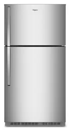Front. Whirlpool - 33 in. Wide 21.3 cu. ft. Top-Freezer Refrigerator with Total Coverage Cooling - Fingerprint-Resistant Stainless Finish.