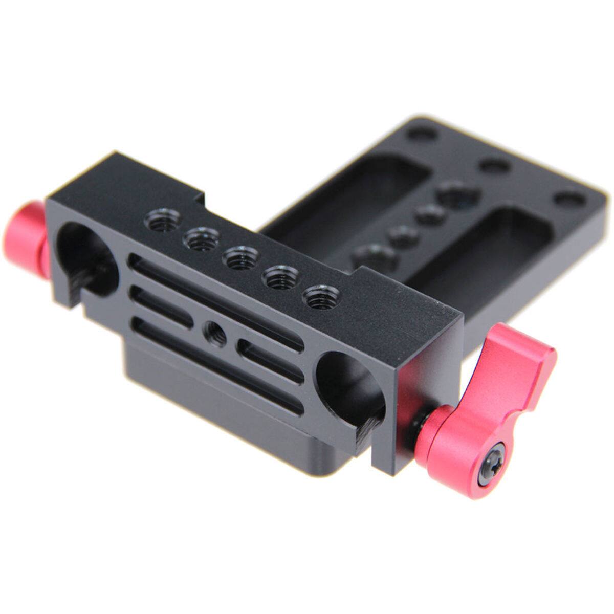Alt View 1. CAMVATE - CAMVATE Tripod Mount Base Plate with 15mm Railblock for DSLR Shoulder Mount Rig, Red Knob.