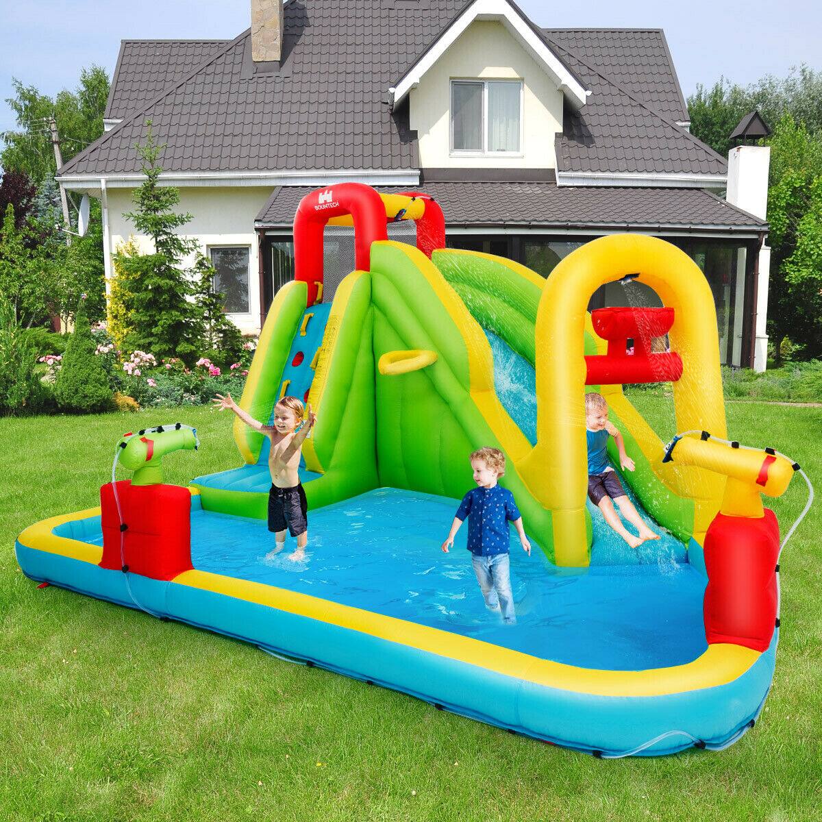Alt View 2. Gymax - Gymax Outdoor Inflatable Splash Water Bounce House Jump Slide w/Blower.