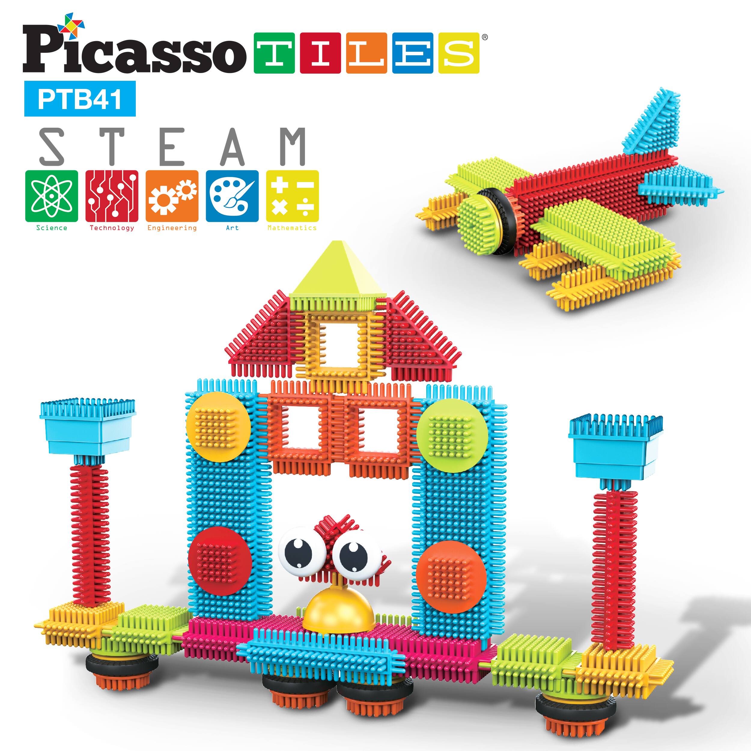 PicassoTiles - PICASSO-TILES 41 PC Hedgehog Building Blocks Set, STEM Toys for Kids 3+