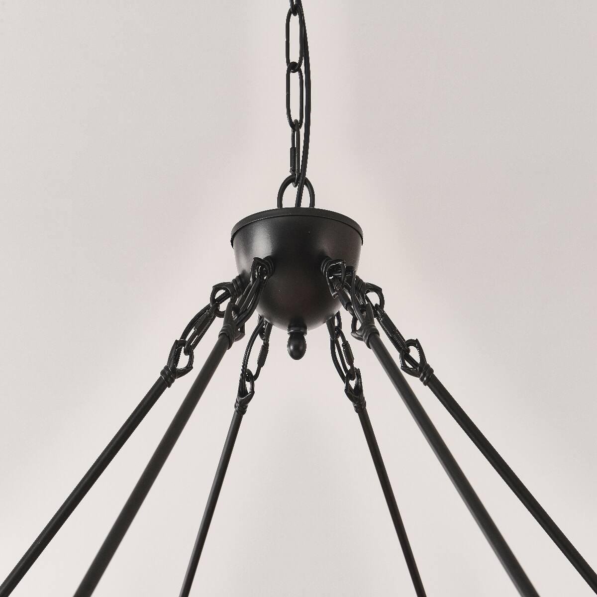 Alt View 7. Loheer - Loheer Wood Wagon Wheel Chandelier Matte Black Farmhouse Pendant Light for Dining Room.