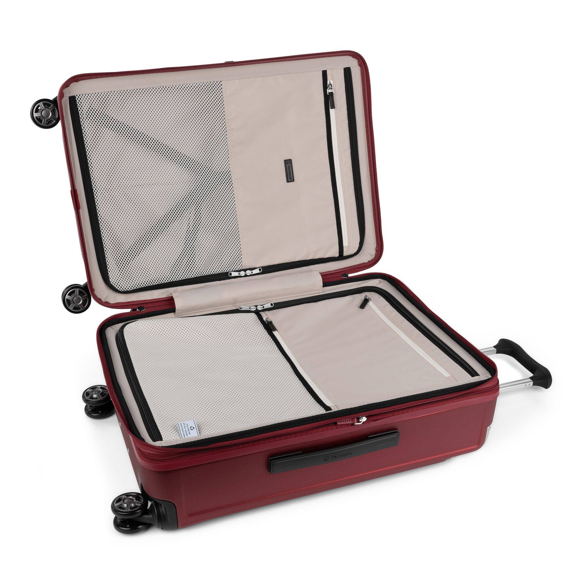 Back. Travelpro - Platinum Elite Hardside Expandable 25" Medium Checked Spinner Luggage - Daring Red.