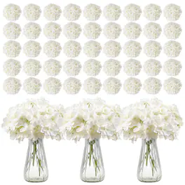 VEVOR - Artificial Flowers, 305 pcs Real Looking Silk Fake Hydrangea Bulk, Faux Bridal Shower with Stems - White