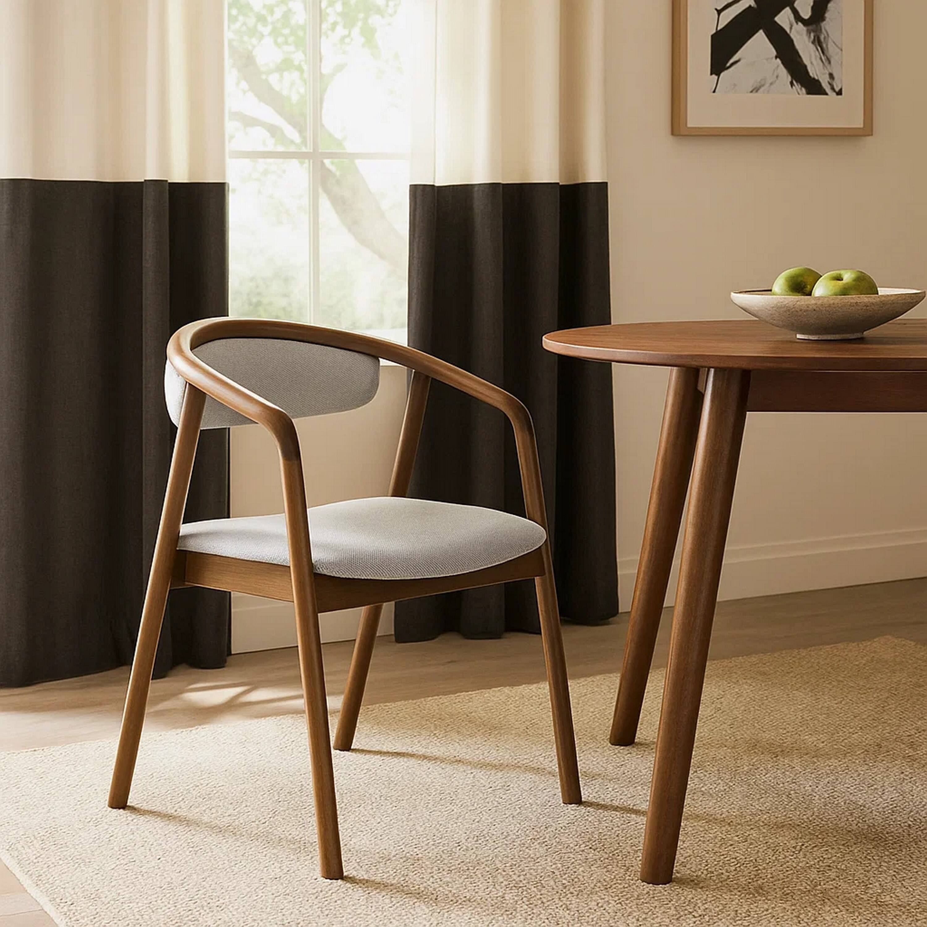 Alt View 6. Manhattan Lane - Lina Dining Side Chair, Gray Chenille Seat and Back, Walnut Brown Wood - Gray, Walnut Brown.