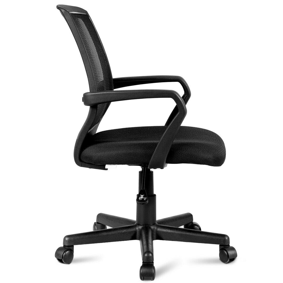 Alt View 3. WELLFOR - Lumbar Support Adjustable Rolling Swivel Mesh Office Chair - Black.