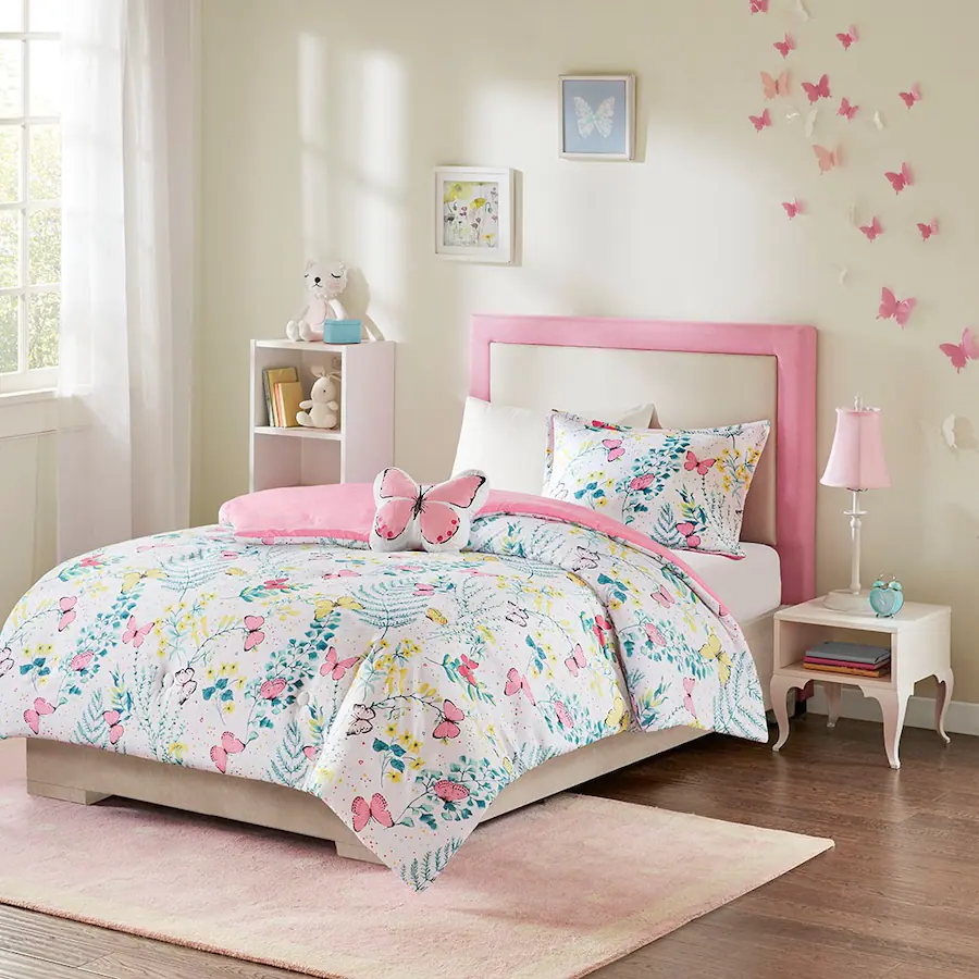 Gracie Mills Ysolde Butterfly Dreams 4 Piece Comforter Set for Kids