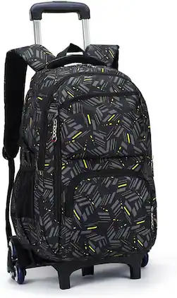 Live At Space - Rolling Backpack School High-Capacity Trolley Wheels Climbing Stairs - Yellow Stripe