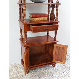 International Caravan - Carved Wood 1 Drawer/2 Door Bookshelf - Brown Stain