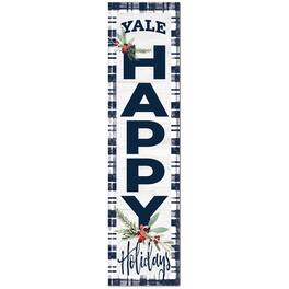 Jardine - Yale Bulldogs 12'' x 48'' Happy Holidays Outdoor Leaner - White