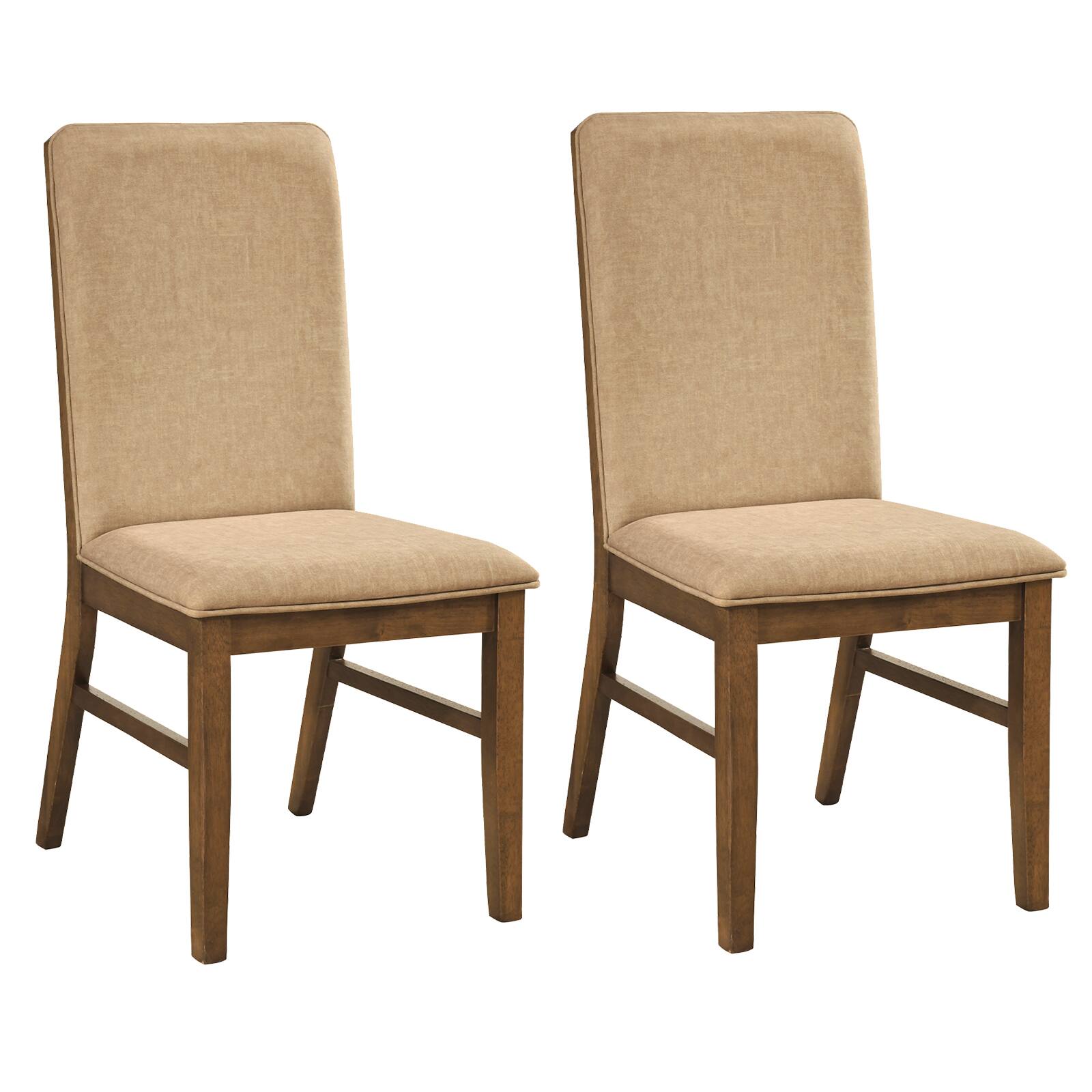 Alt View 9. Gymax - Gymax Upholstered Dining Chairs Set of 4 w/ Solid Rubber Wood Legs for Dining Room - Brown.