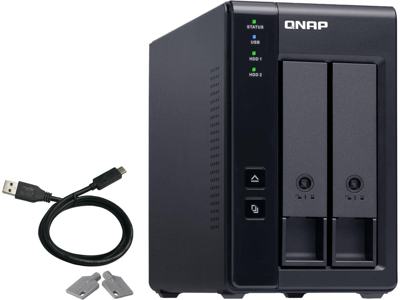 QNAP - TR-002-US 2 Bay Type-C Direct Attached Storage DAS Expansion with Hardware RAID (Diskless)