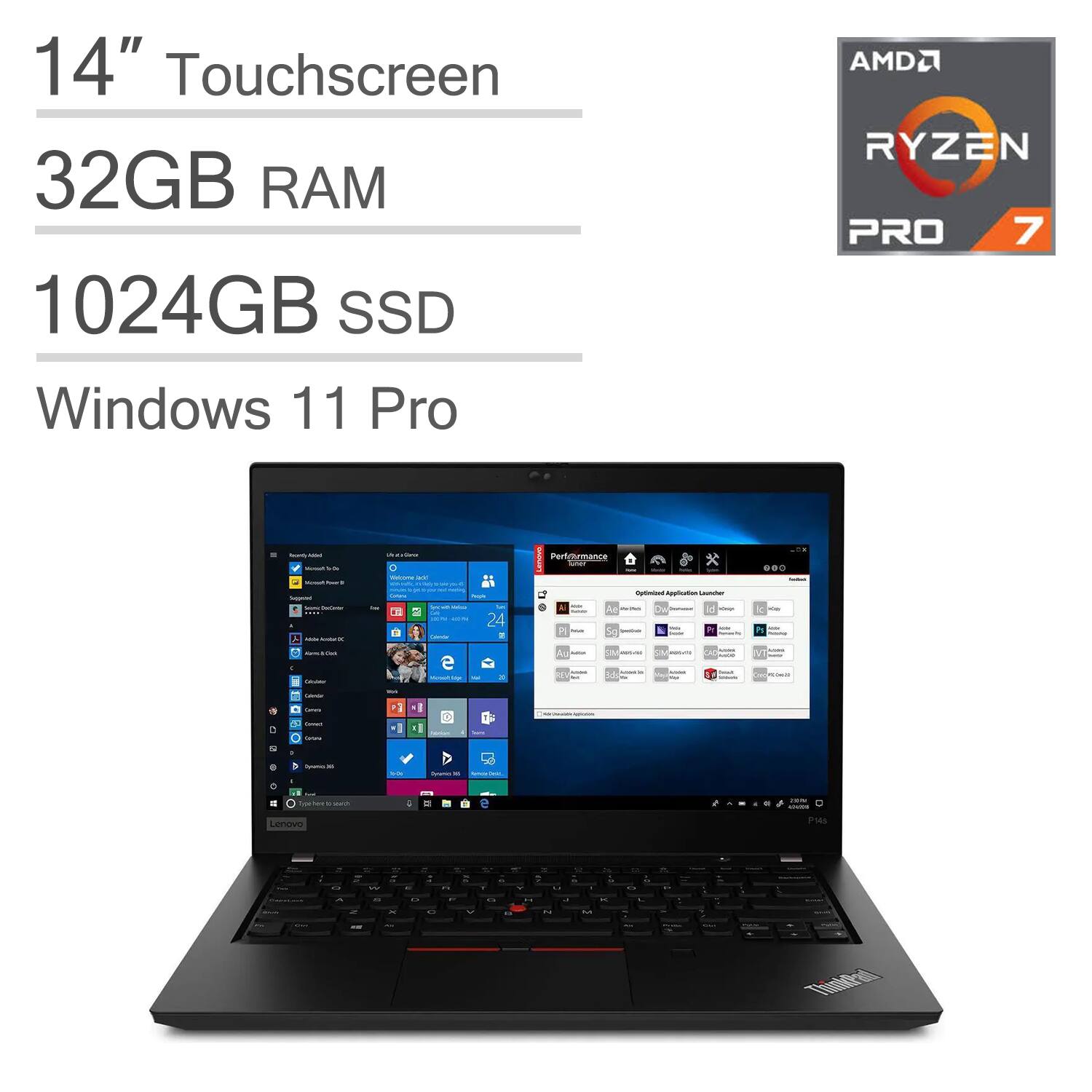 Lenovo - Refurbished Excellent - ThinkPad P14s Mobile Workstation - 14" FHD Touchscreen - AMD Ryzen 7 Pro - 32GB Memory - 1TB SSD - Windows 11 Pro - Black
