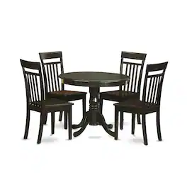 East West Furniture - 5 Pc Kitchen Table set-Kitchen Table and 4 Kitchen Dining Chairs - Cappuccino